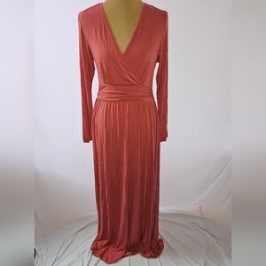 Ouges Long Sleeve Coral Dress